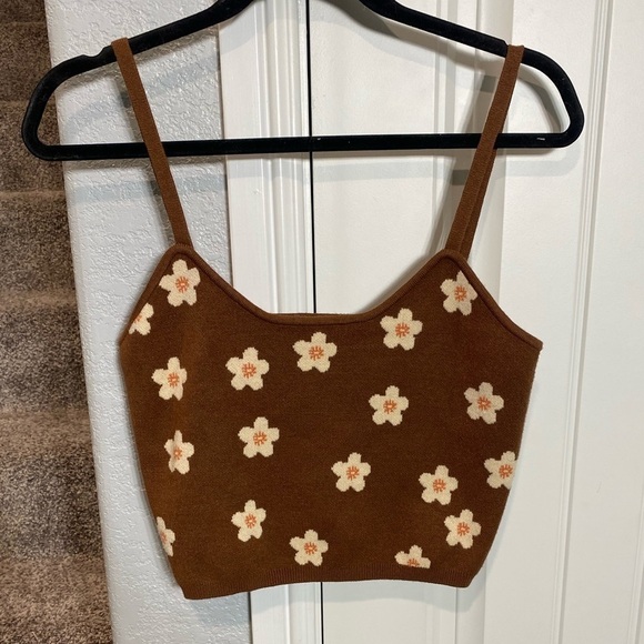 Altar’d State Cropped Floral Knitted Tank - Picture 1 of 5